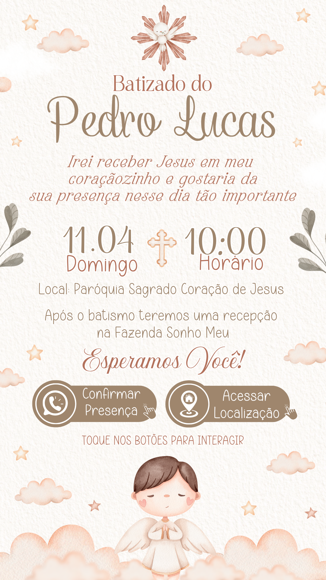 Convite Interativo - Batizado Menino